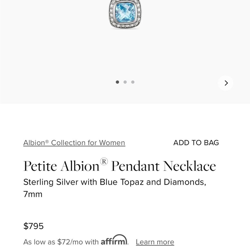 David yurman blue topaz pendant necklace